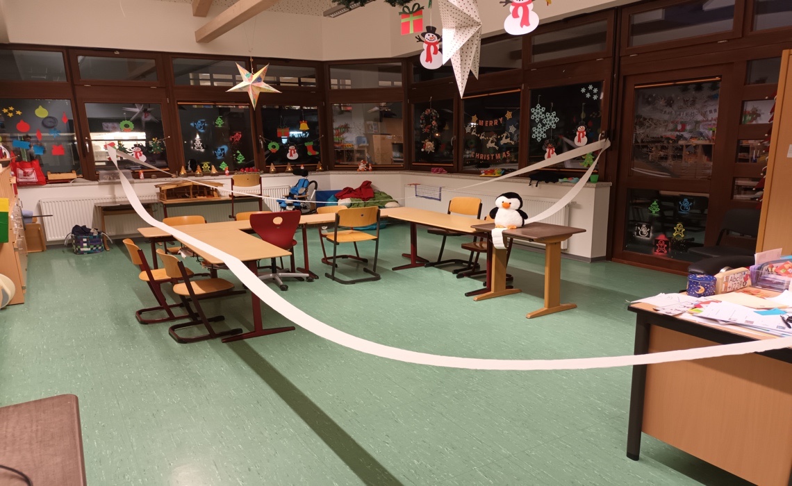 Eine Schlittenbahn im Klassenzimmer!